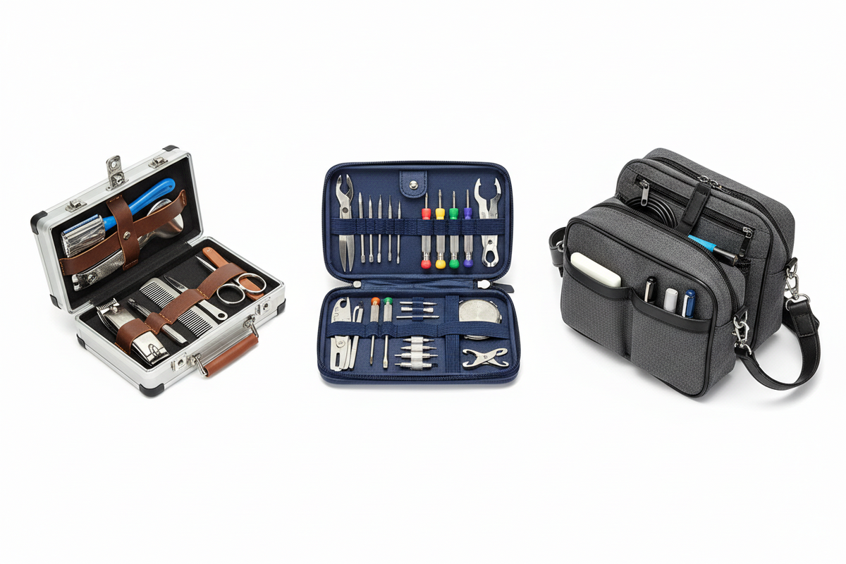 Specialty repair kits, precision tools, grooming toolbox, and organizer bag