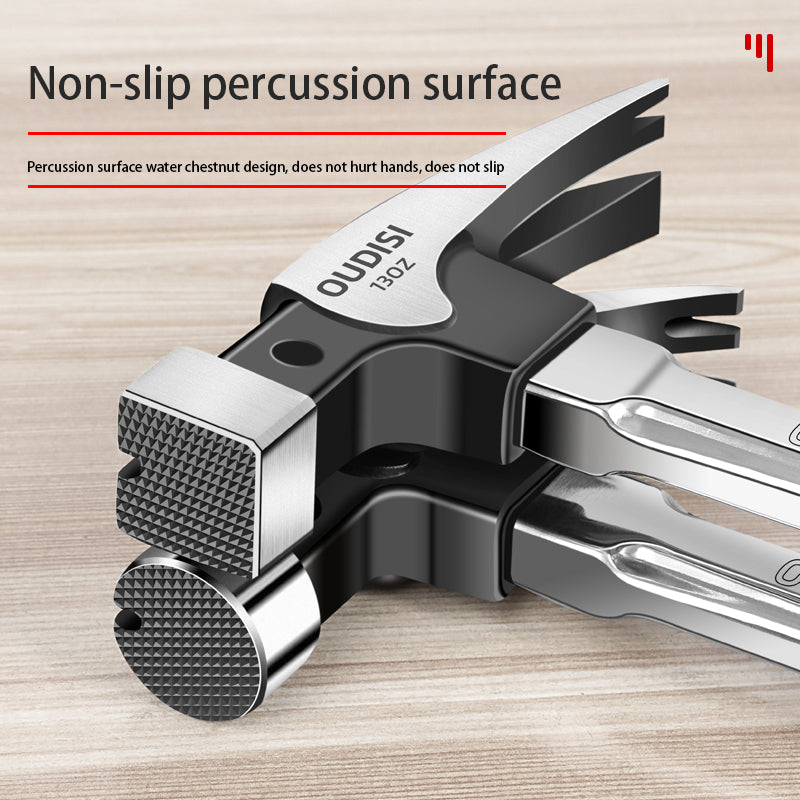Multi-tool with various tools on a wooden surface, featuring the brand 'OUDISI'.