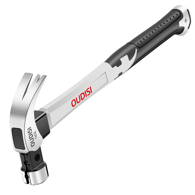 A 150mm claw hammer with a silver steel head, black and gray grip handle, and red OUDISI branding, shown on a solid white background.